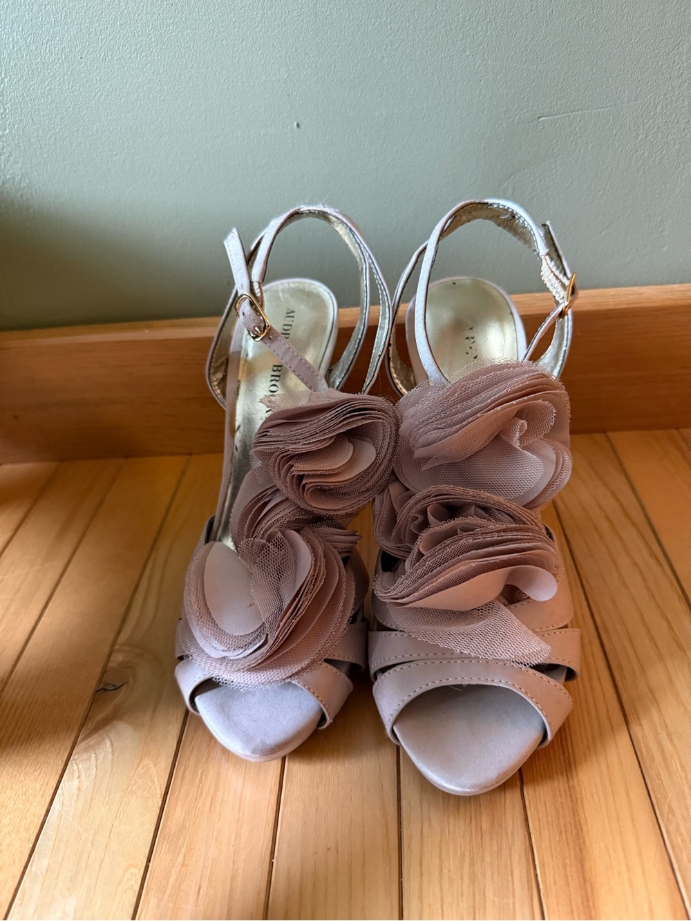 Audrey Brooke Floral Satin Slingback Heels